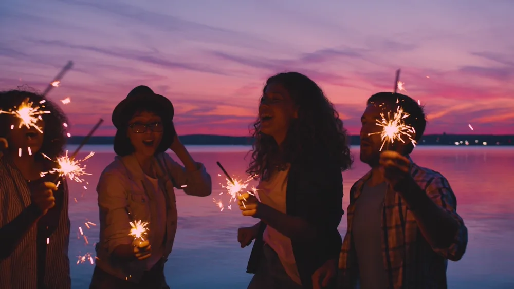 Friends Celebration with Sparklers