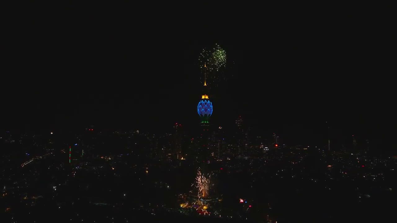 Fireworks display over Colombo skyline